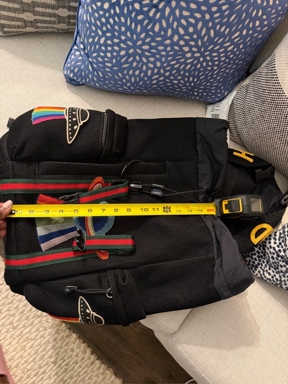 Gucci Hollywood Black Backpack with Multicolor Embroidery Mesh Mix Material - Picture 3 of 16
